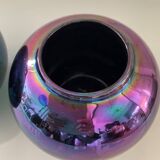 Duo of vintage iridescent ceramic vases from the 70s