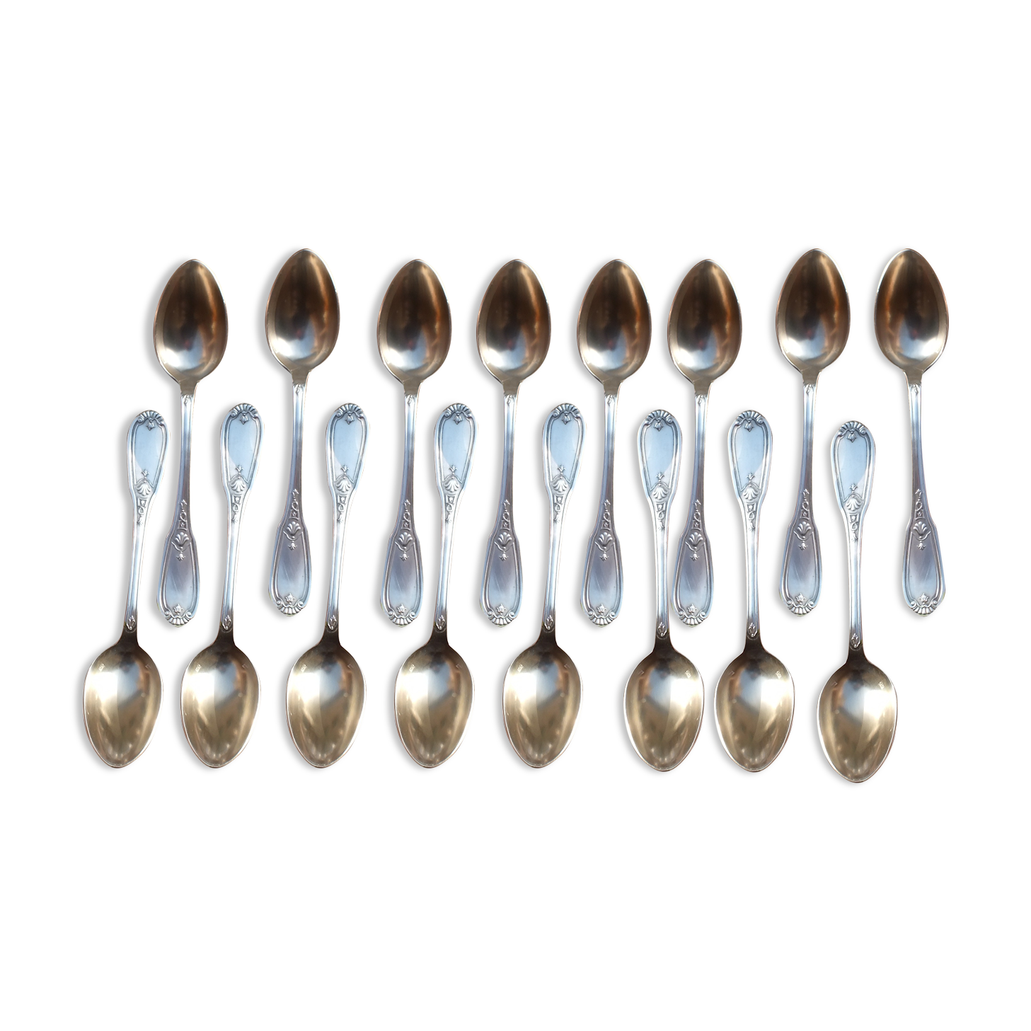 Set de 16 petites cuillères en métal argenté style Empire