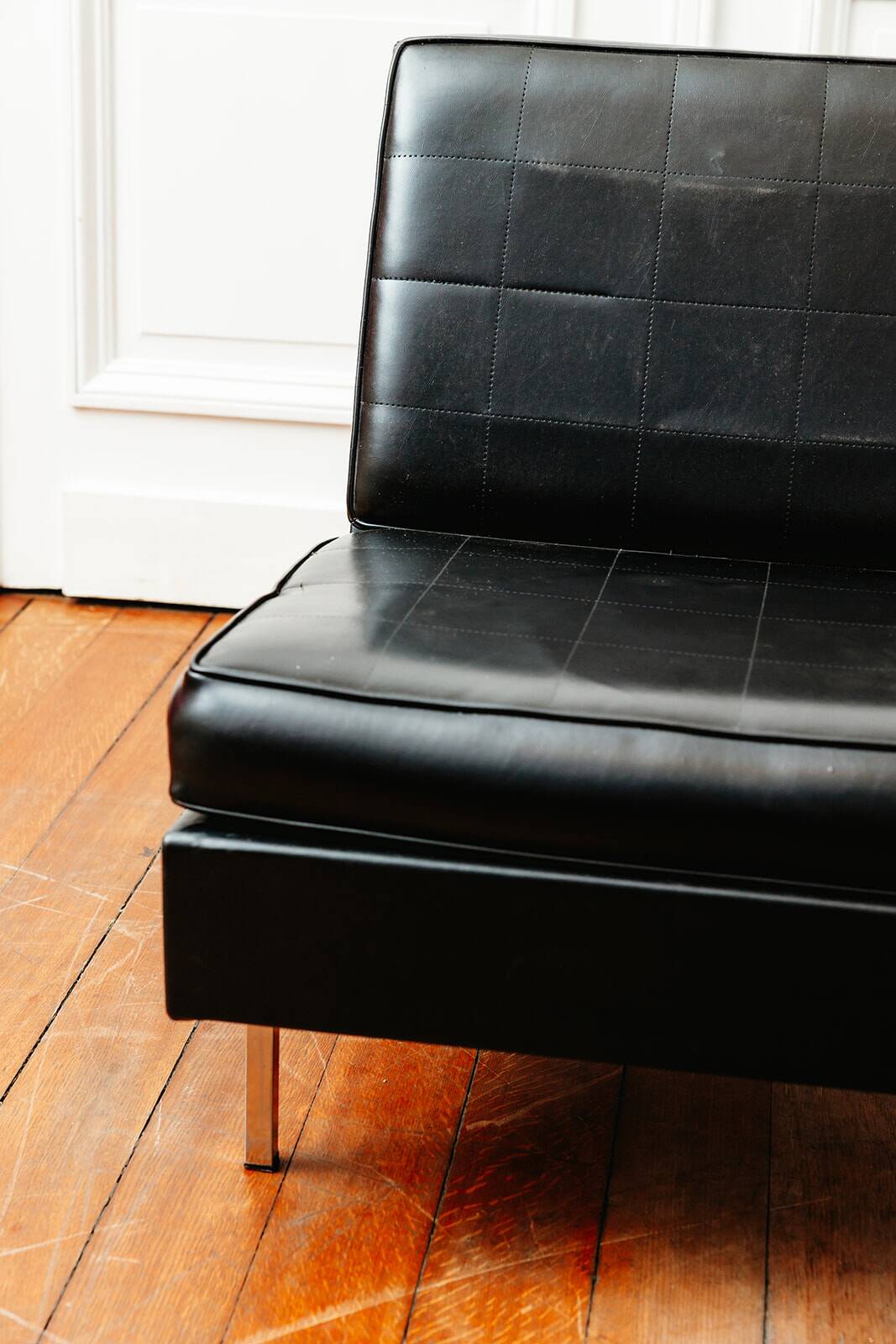 Black faux leather armchair, 1960
