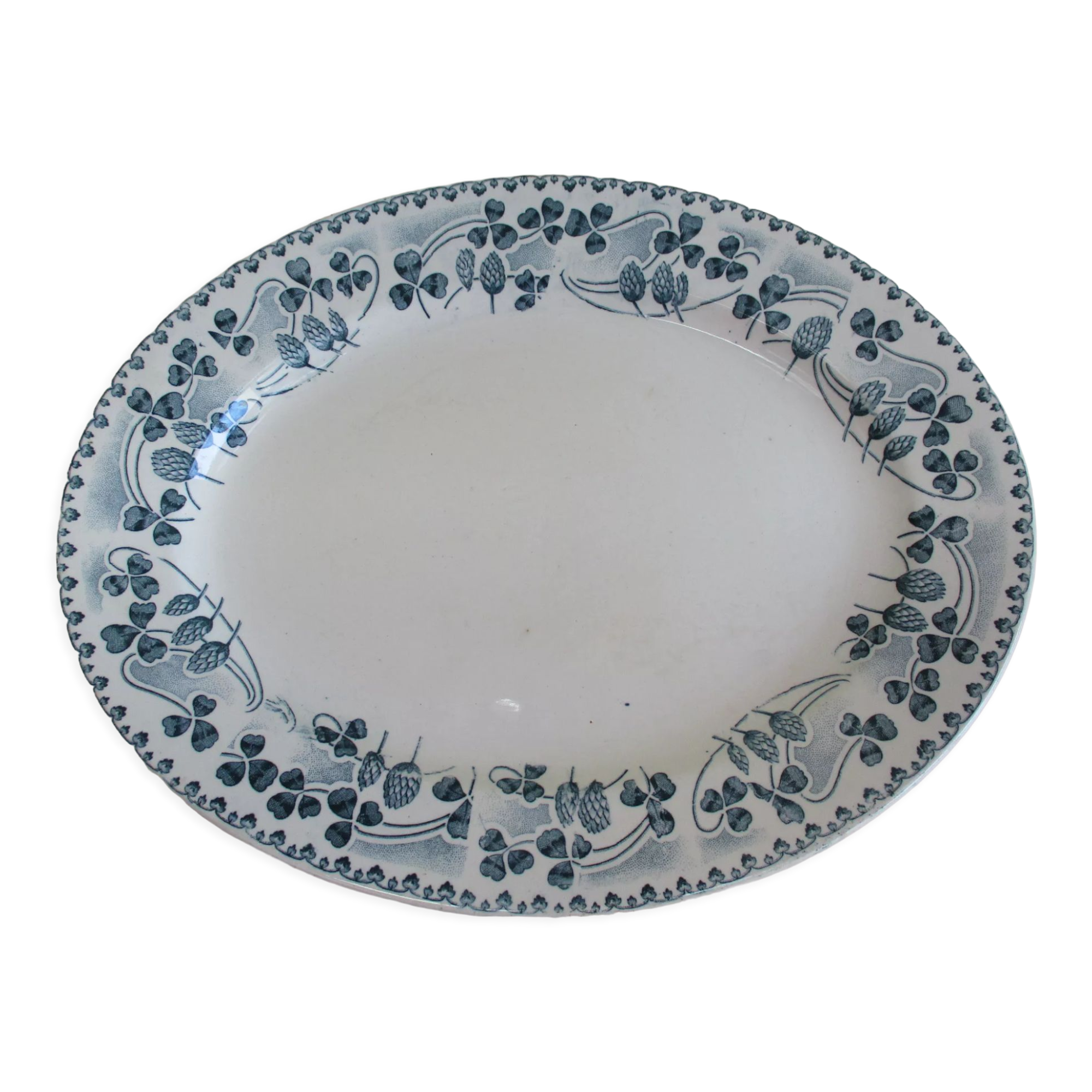 Plat ancien des « faïences porcelaines cristaux Grand Dépôt E Bourgeois »