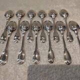 12 silver plated dessert spoons, goldsmith Ravinet Denfert shell