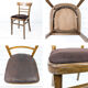 15 vintage Frankfurter chairs, dark wood, padded seat.