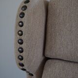 Pair of high-back lounge chairs in modern Danish style in the manner of Henning Kjærnulf, 1960s.