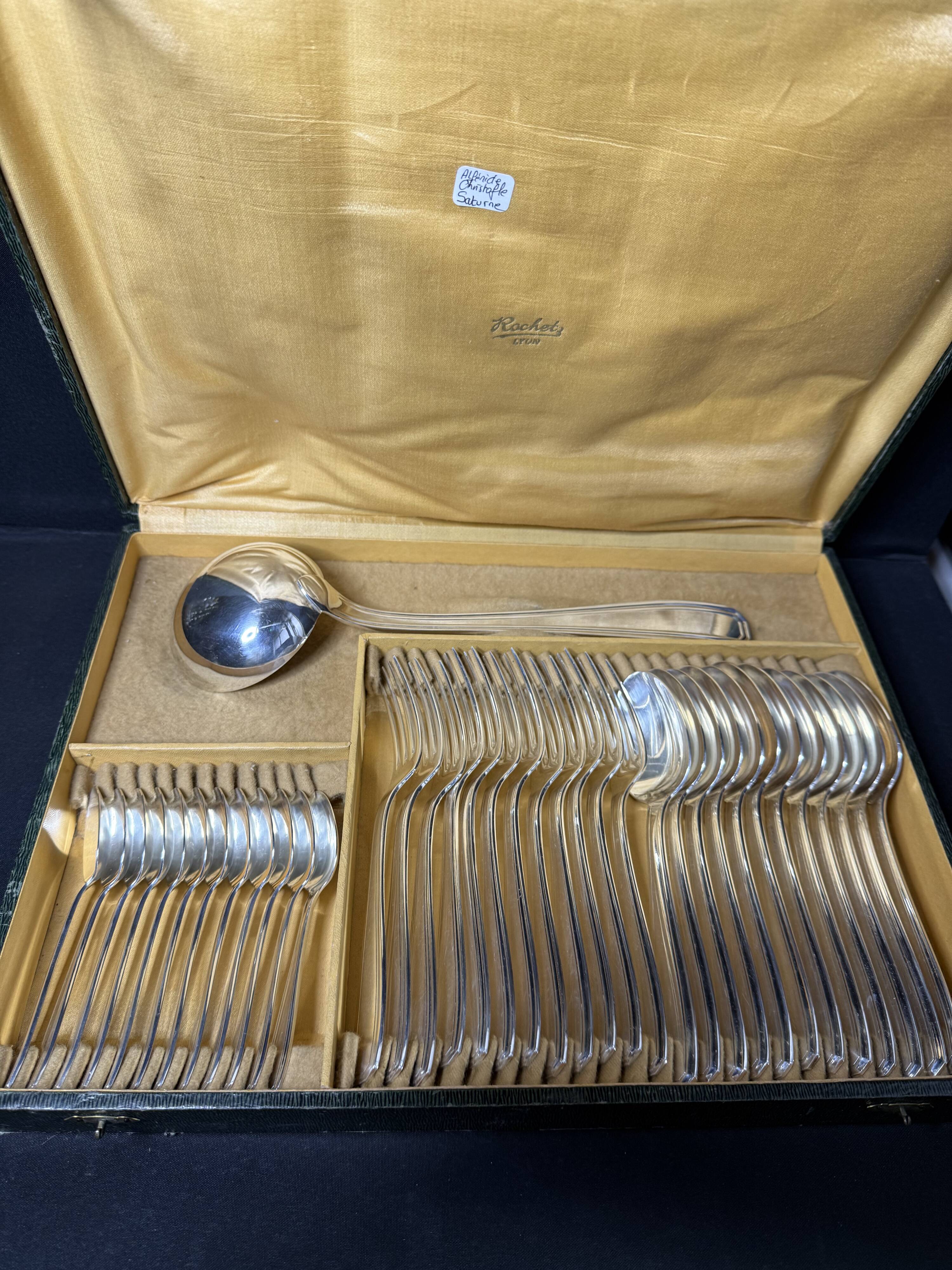 Alfenide 37-piece cutlery set for Christofle Saturne model