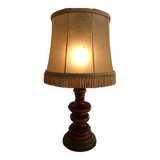 Cherry wood lamp and its leather shade