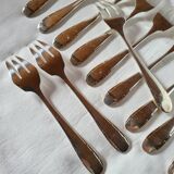 12 Silver Metal Fish Forks Argental