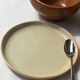 6 Plates dessert Beige sandstone red edge diameter 18cm