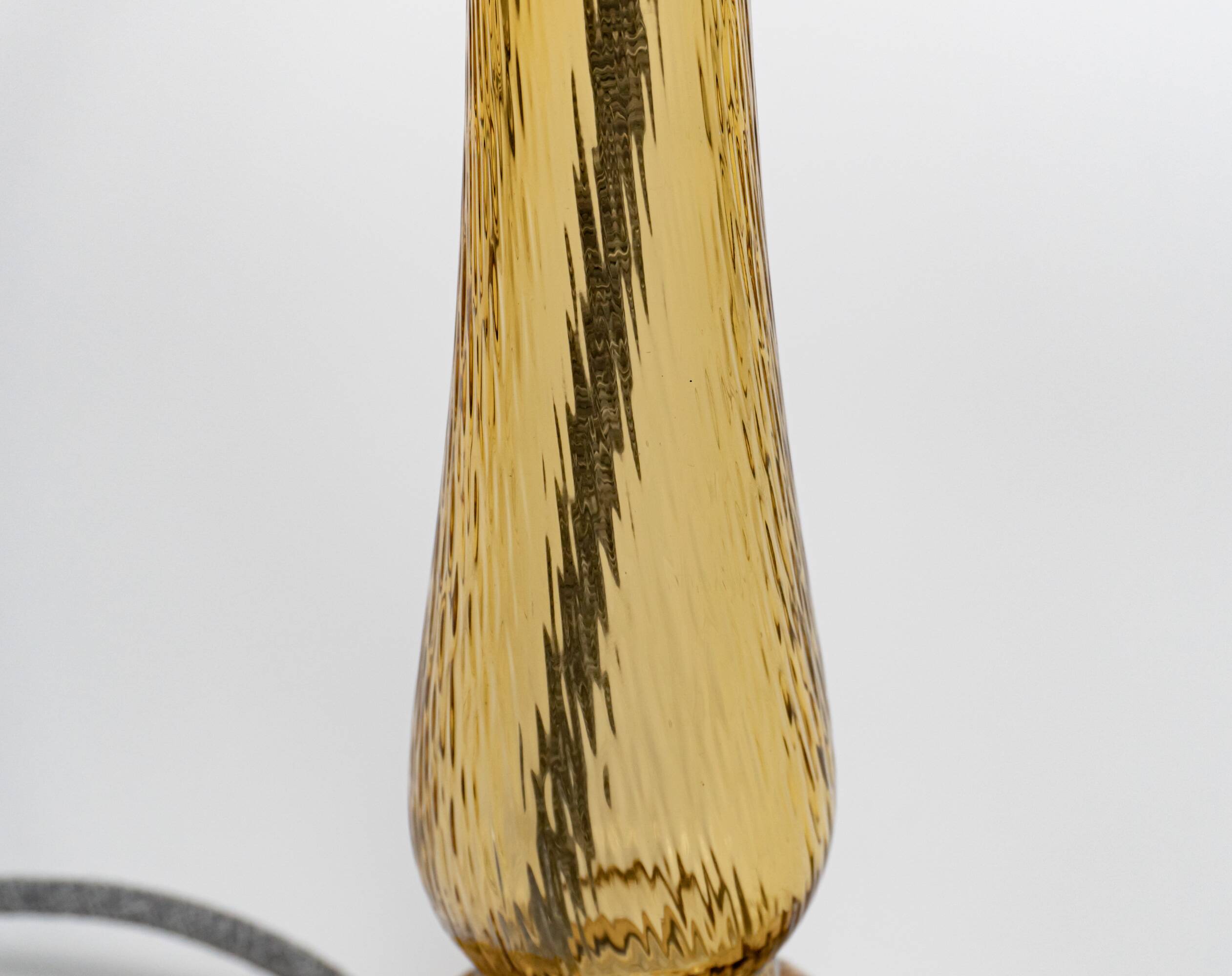 1950s Italian Amber Dimpled Textured Glass Table Lamp