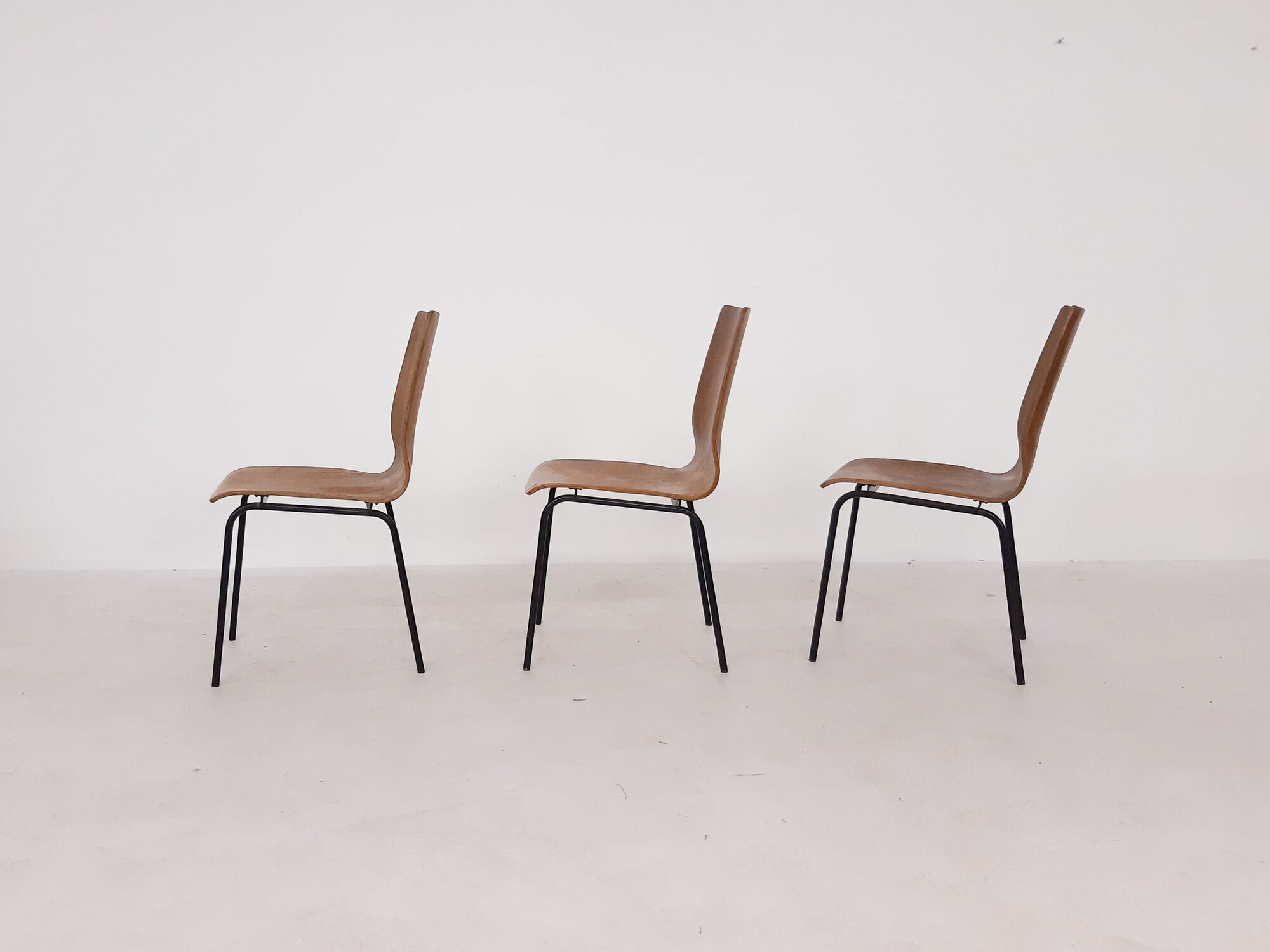 Set of 3 plywood Euroika dining chairs by Friso Kramer for Auping