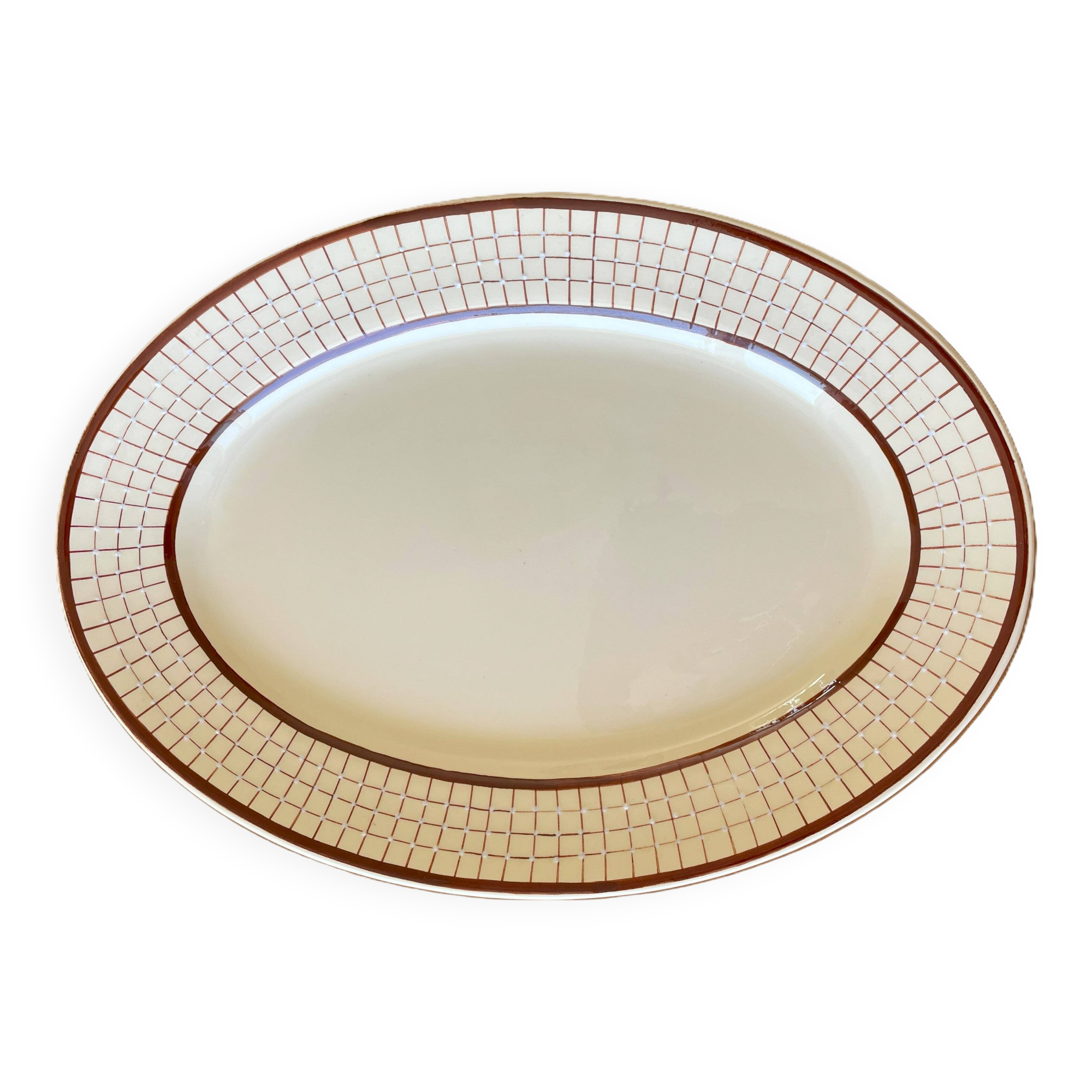 Antique Longchamp earthenware serving dish