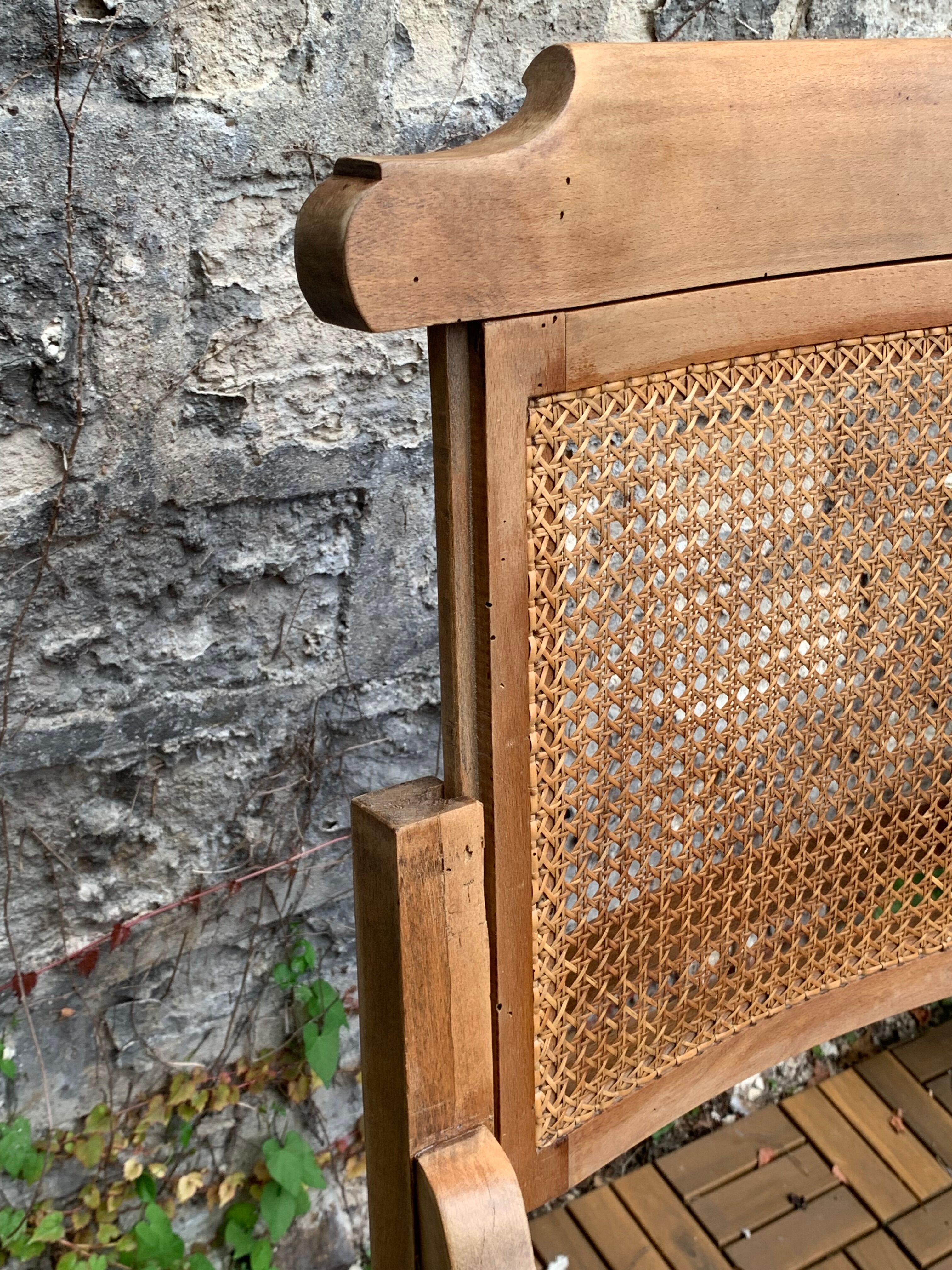 Barber's armchair in wood cannage and straw 1900