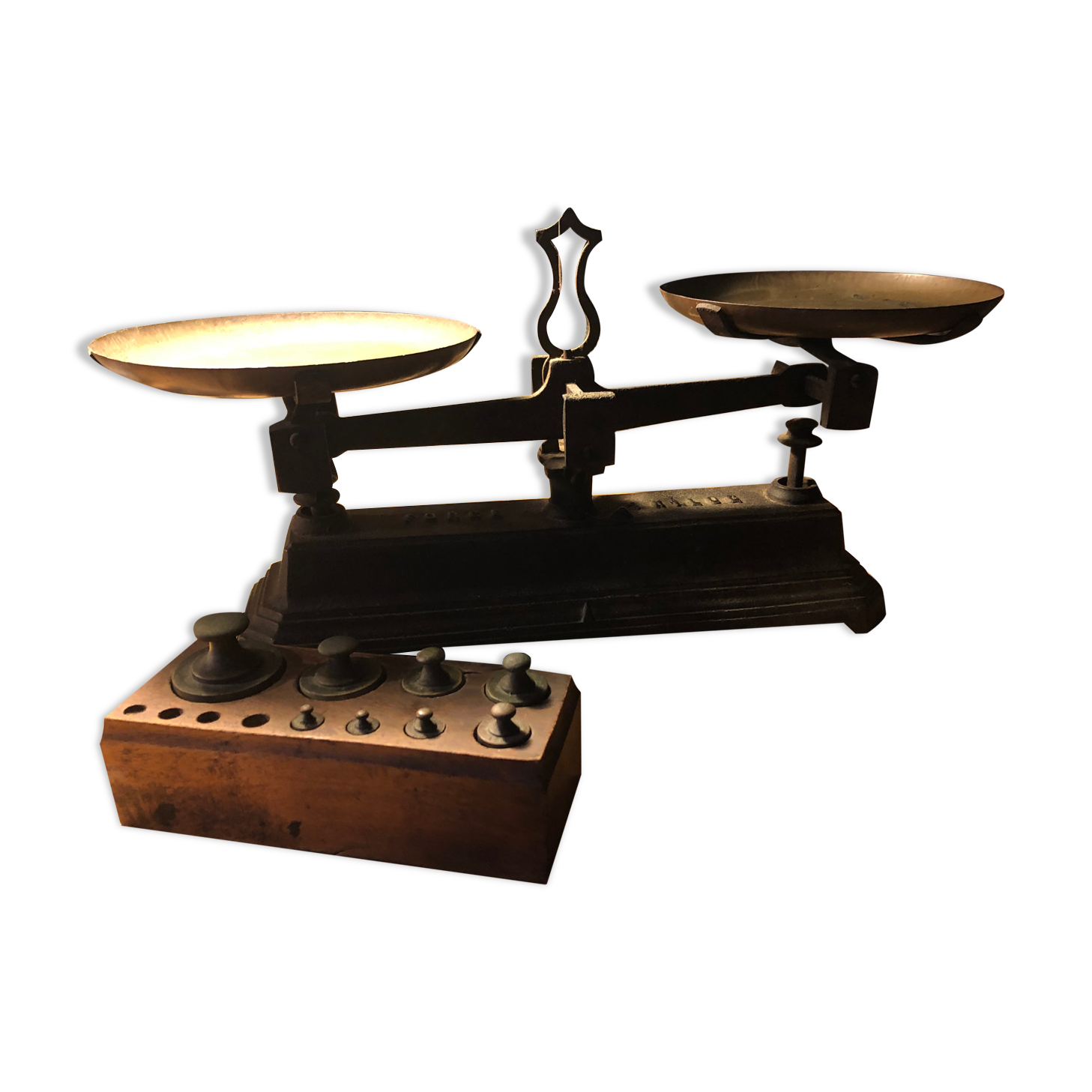 Old cast iron scale with weight