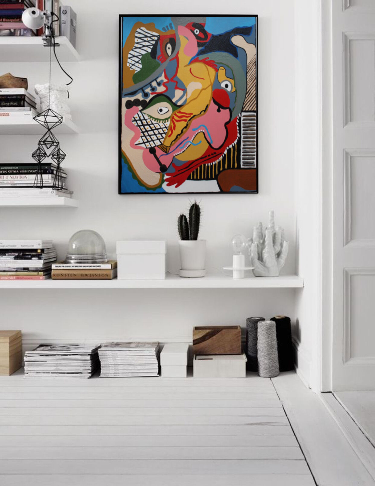 Cubist painting in colored acrylic "Sexual kiss"