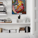 Cubist painting in colored acrylic "Sexual kiss"