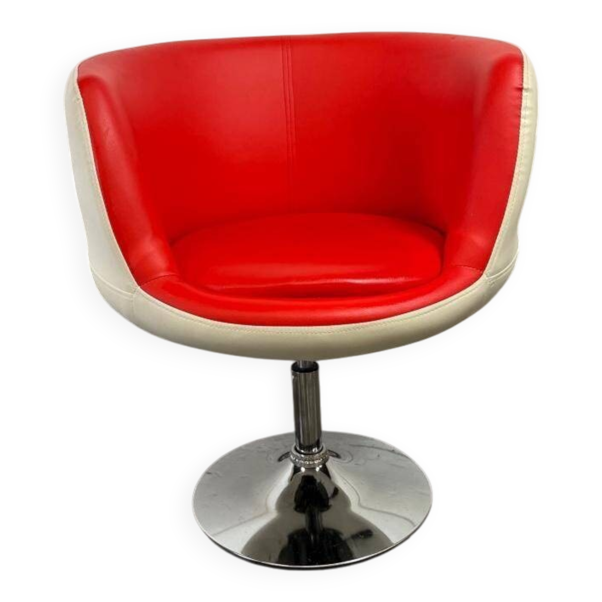 Vintage white and red shell chair / lounge chair / office chair