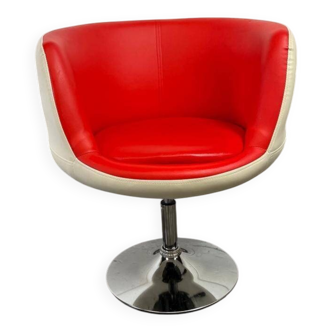 Vintage white and red shell chair / lounge chair / office chair