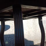 19th century Asian pedestal table with mother-of-pearl and brass inlay