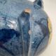 Tripod ceramic pocket tray, hand painted blue