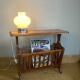 Vintage magazine rack with shelf, Solid cherry wood side table from the 1990s