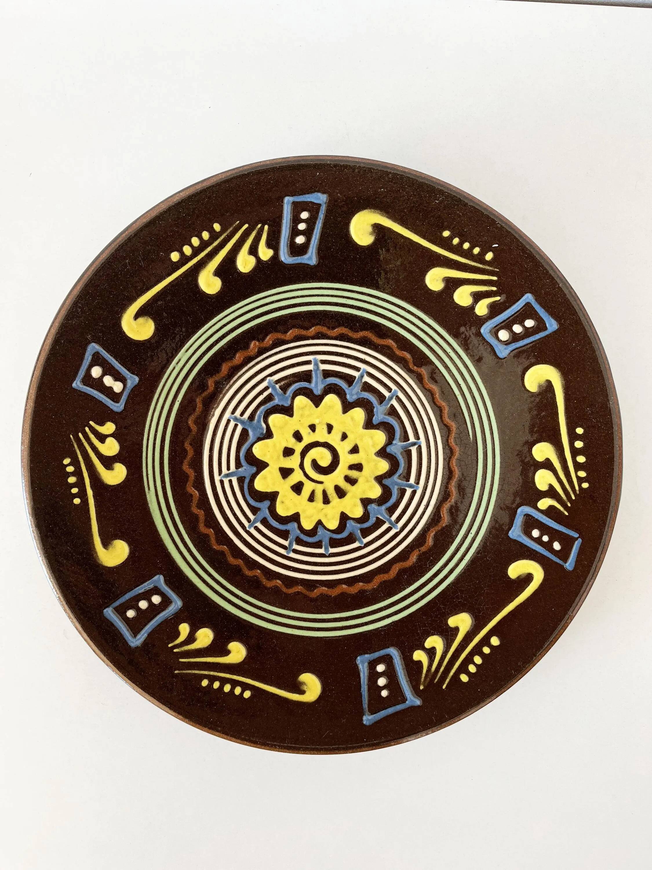 Large brown ceramic platter, 1960