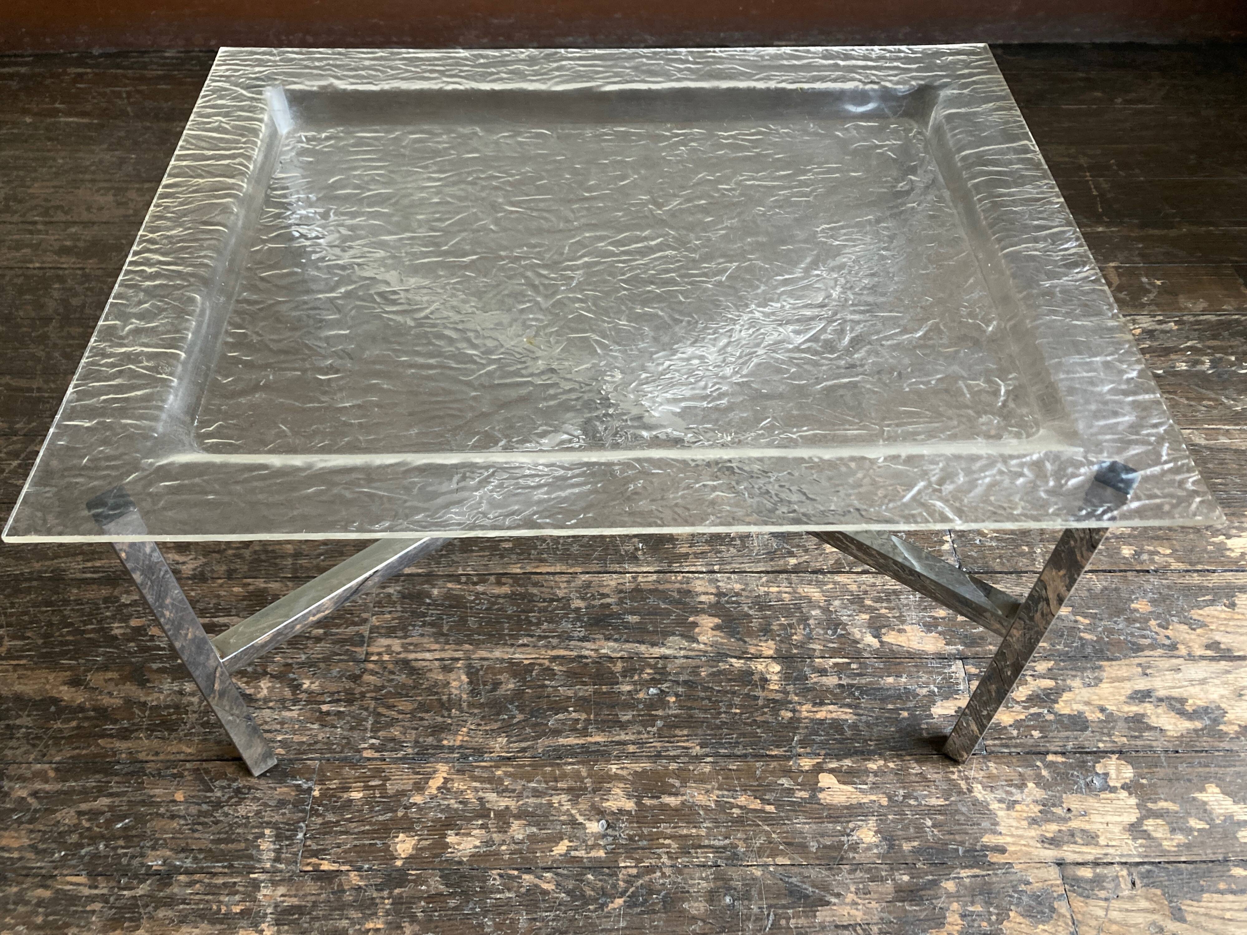 Hollywood chrome and plexiglass space age bedside coffee table 1970