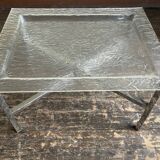 Hollywood chrome and plexiglass space age bedside coffee table 1970