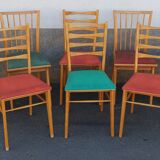 Set of 6 chairs and 2 vintage armchairs