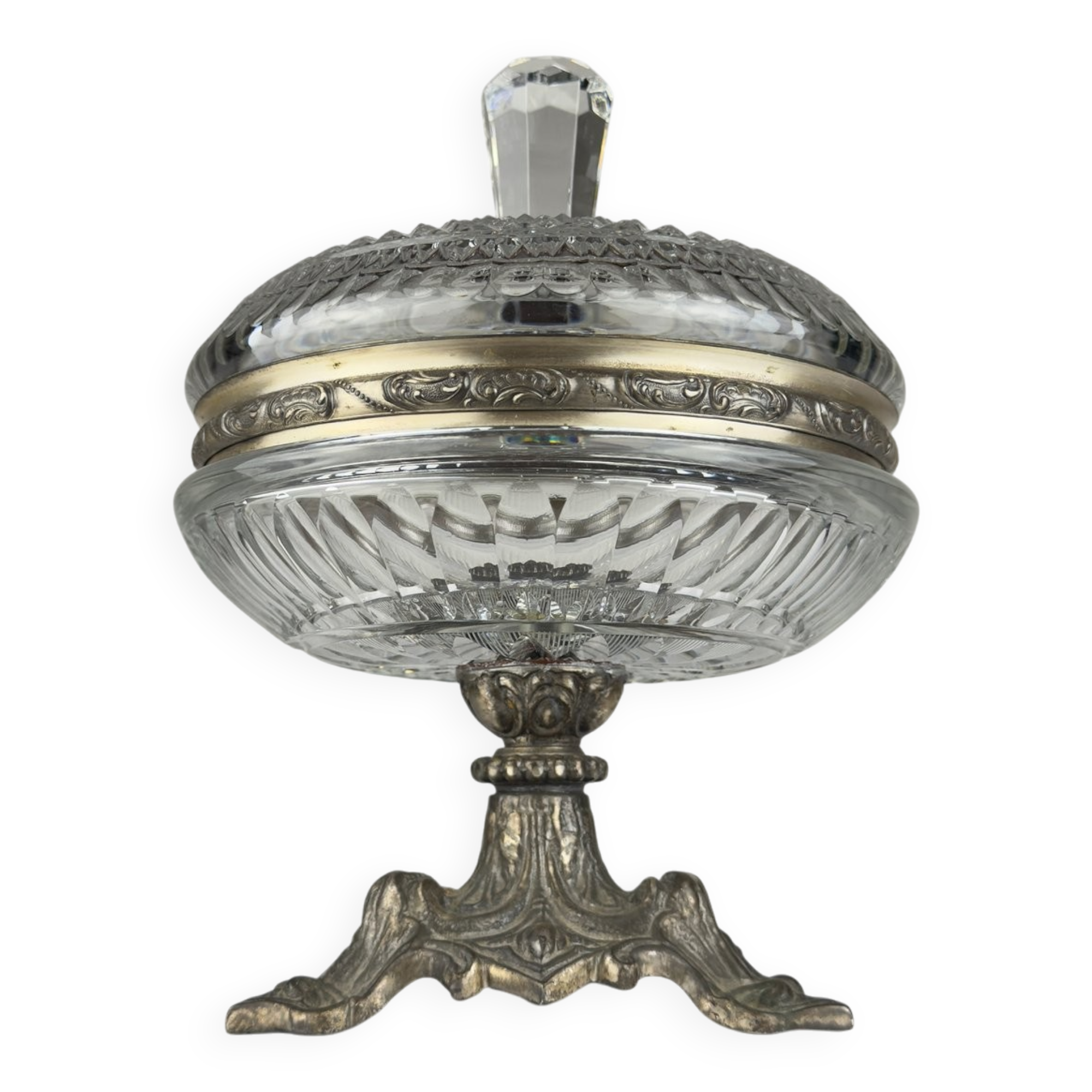 Antique glass bowl with a bronze base, Italy, 1920s