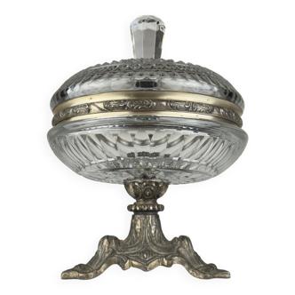 Antique glass bowl with a bronze base, Italy, 1920s