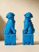 Pair of blue Fô dogs - glazed ceramic - Chinese blue - mid 20th century