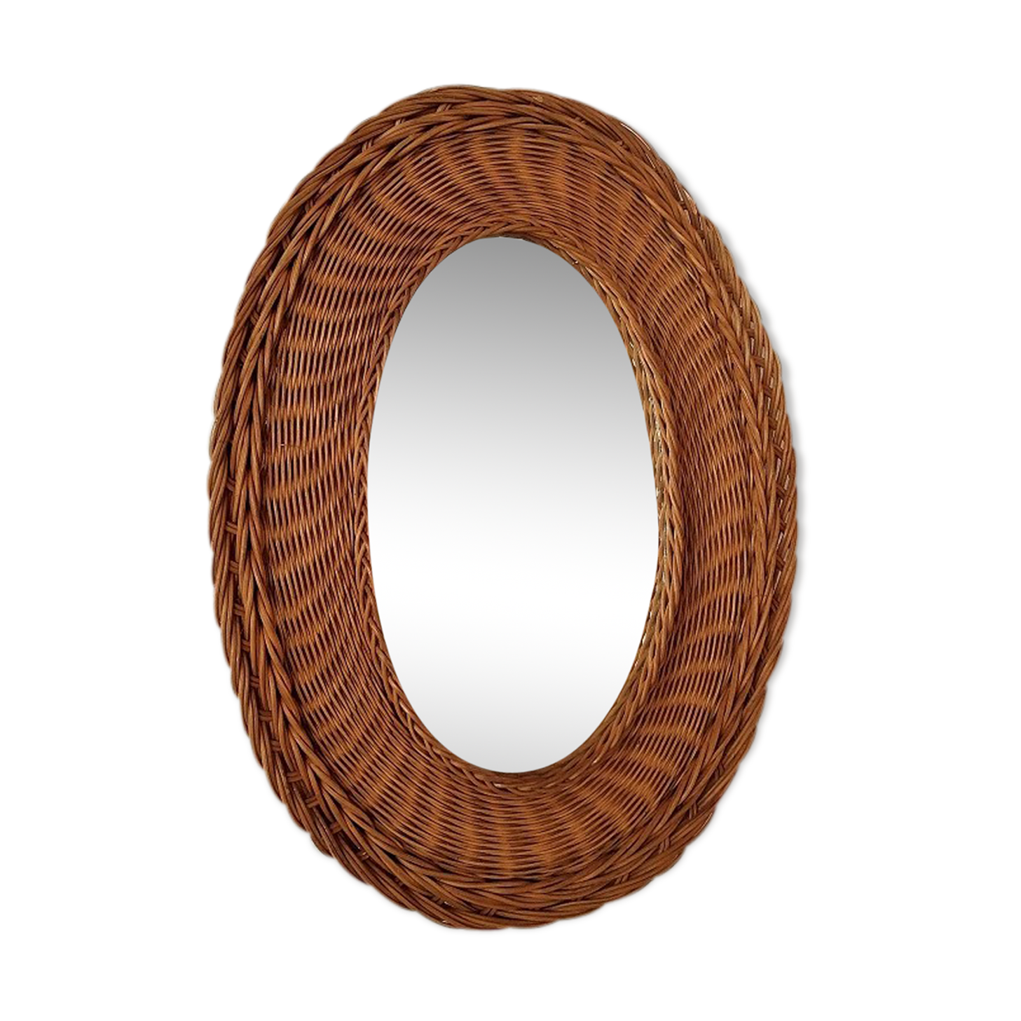 Rattan oval mirror 43x56cm