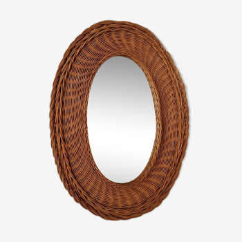 Miroir ovale rotin 43x56cm