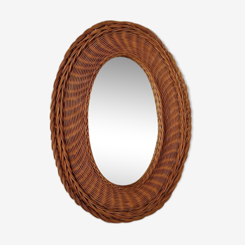 Rattan oval mirror 43x56cm