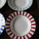 Lot 6 hollow plates Digoin Sarreguemines stripes colors