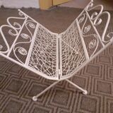 Metal magazine rack, Vintage forged iron magazine rack, folding ornament magazine rack