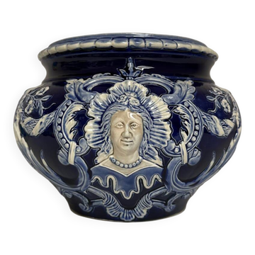 Vase - Cache pot en faïence baroque de Saint Clément, XIX eme
