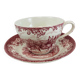 Breakfast Cup and Saucer Coaching Scenes Red by Johnson Bros