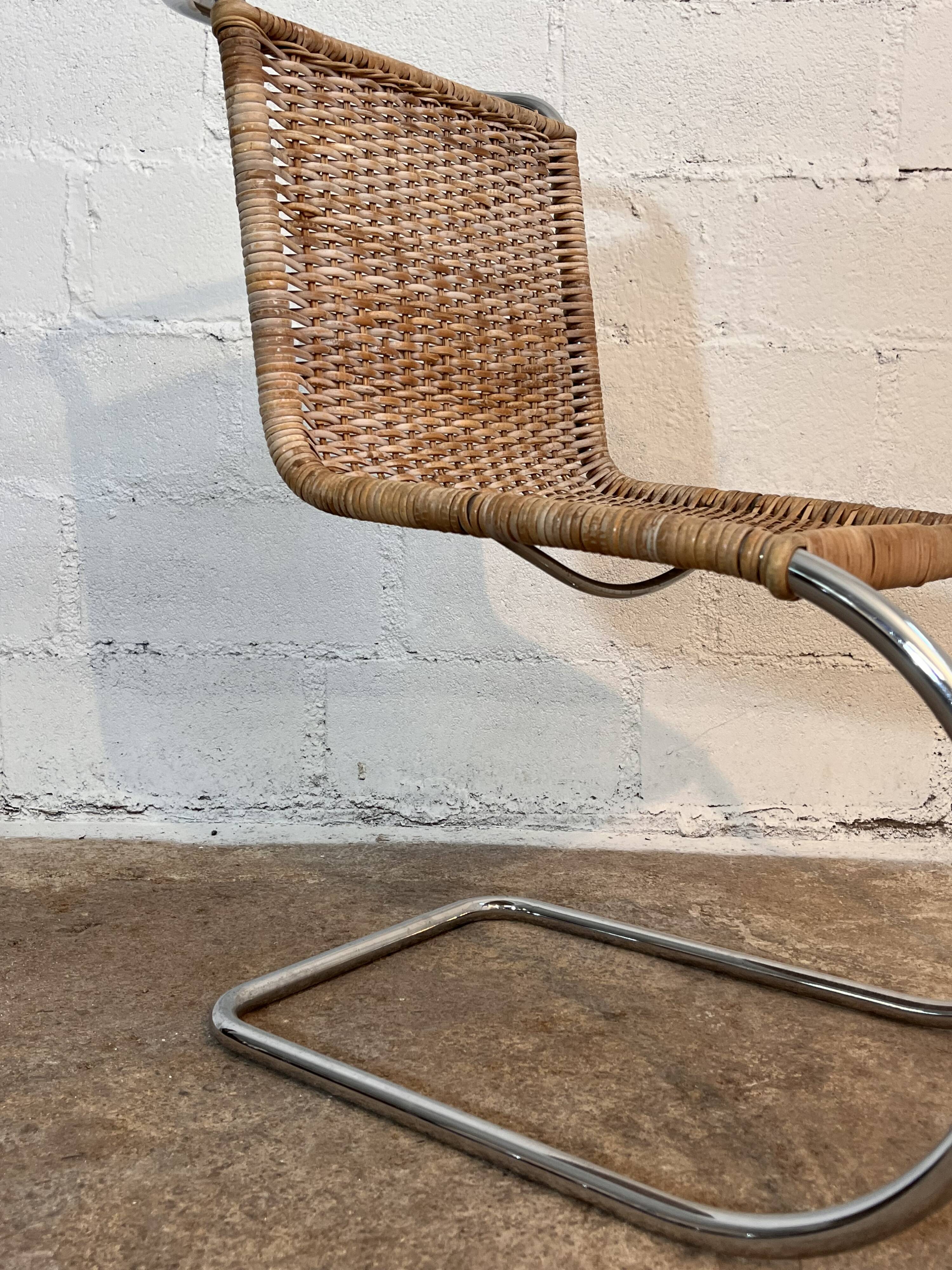 Set of 4 mr10 rattan chairs by mies van der rohe