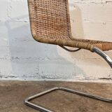 Ensemble de 4 chaises mr10 en rotin de mies van der rohe