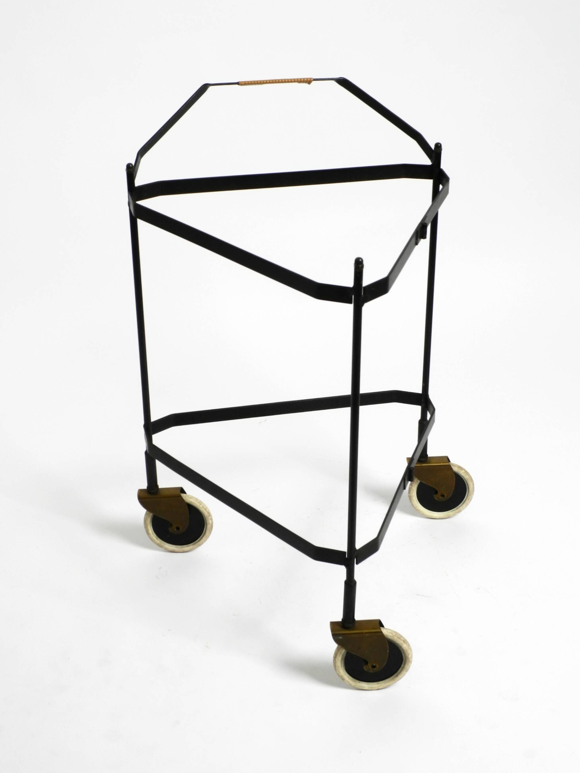 Folding Mid Century serving trolley with removable teak pagwood trays