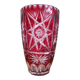 Large ruby red cut crystal vase – Central Europe 1950s