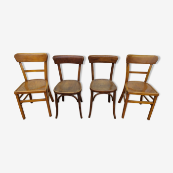 Set of 4 bistro chairs - vintage - wood