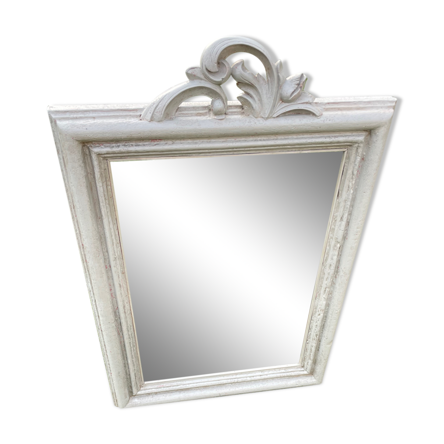 Putty gray wood mirror