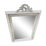 Putty gray wood mirror