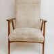Vintage teak armchair, 1960s - Beige upholstery