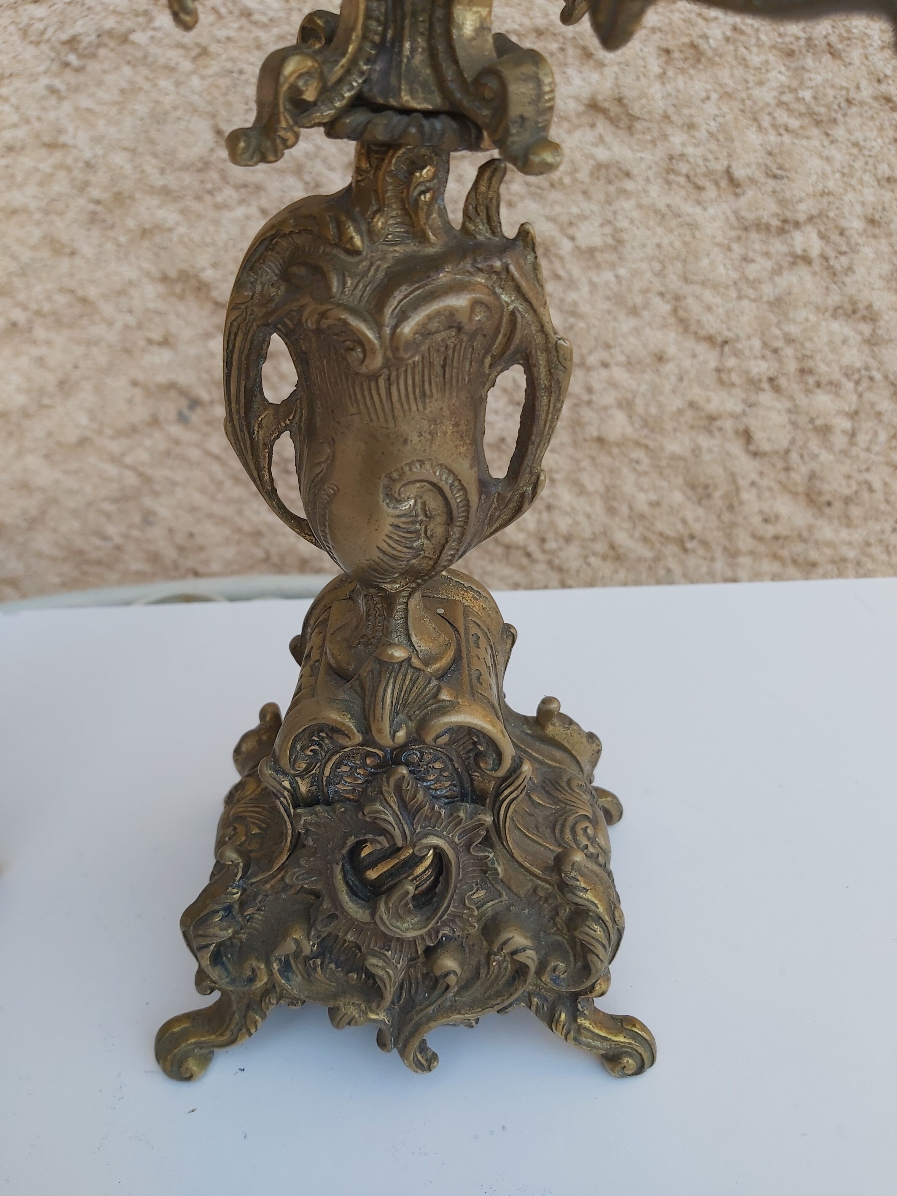Pair of bronze chandeliers