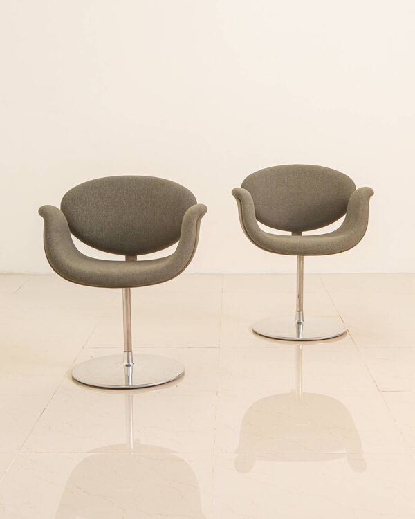 Paire de fauteuils ''Little Tulip'' gris de Pierre Paulin pour Artifort 80's
