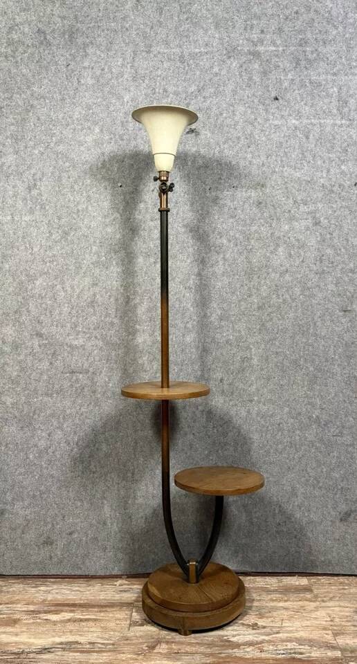 According to Mazda: Art Deco period mahogany floor lamp circa 1930
