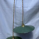 Old suspension pair in green and white enamelled sheet metal.