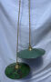 Old suspension pair in green and white enamelled sheet metal.